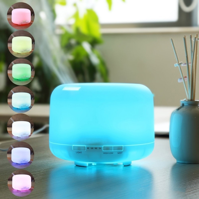 500ml Ultrasonic Air Humidifier Aroma Diffuser with 7 color led Lights Electric Aromatherapy Essential Oil