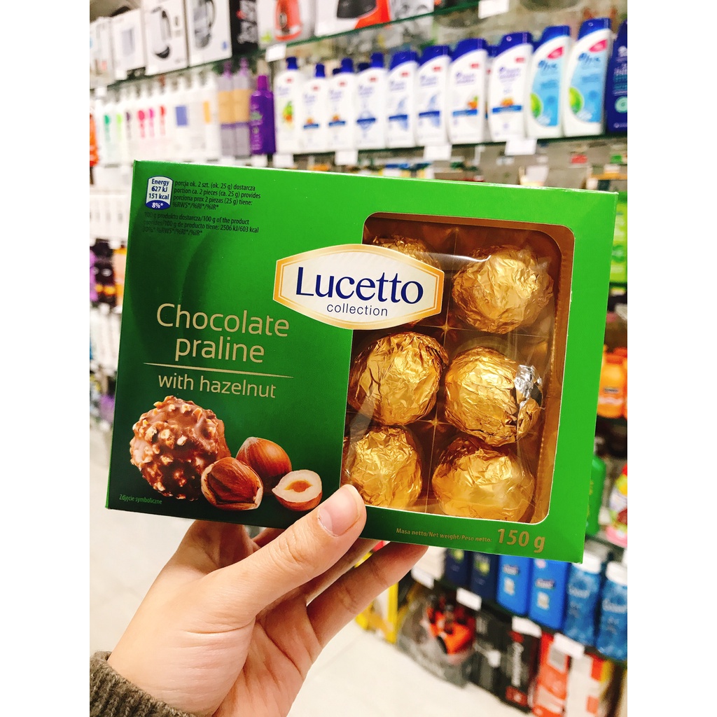 Socola Lucetto Praline &amp; Hạt phỉ hộp 150gr - Ba Lan