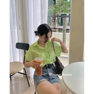 Áo sơ mi Hàn Quốc màu xanh cốm