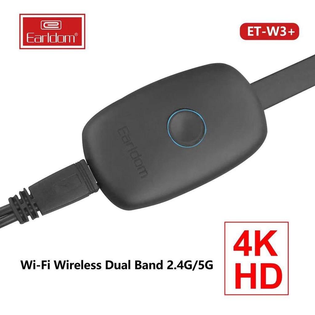 Bộ HDMI Không Dây Earldom W3+ Hỗ Trợ Kết Nối Điện Thoại Với TV, Máy Chiếu 4K- Hàng Chính Hãng Bảo Hành 1 Năm