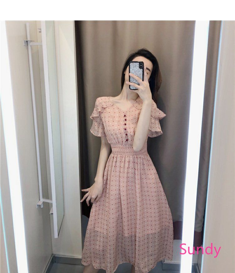 Đầm Voan Ngắn Tay Kiểu Dáng Xinh Xắn Thời Trang Cho Nữ