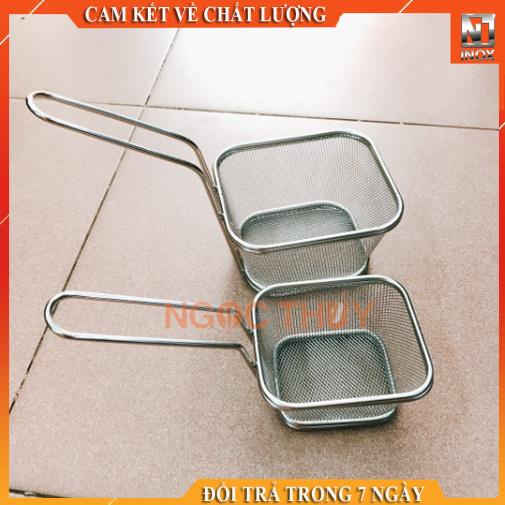 Rổ Lưới Chiên dày lưới Khít-Kiểu vuông có tay cầm