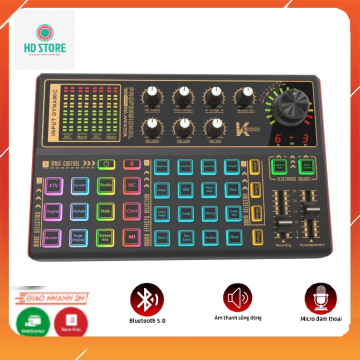 Sound Card Livestream K300. Thu Âm, Karaoke, Hiệu Ứng Tiếng Cười, Autotune, Vỗ Tay, Dễ Dàng Sử Dụng. Bảo Hành 12 Tháng