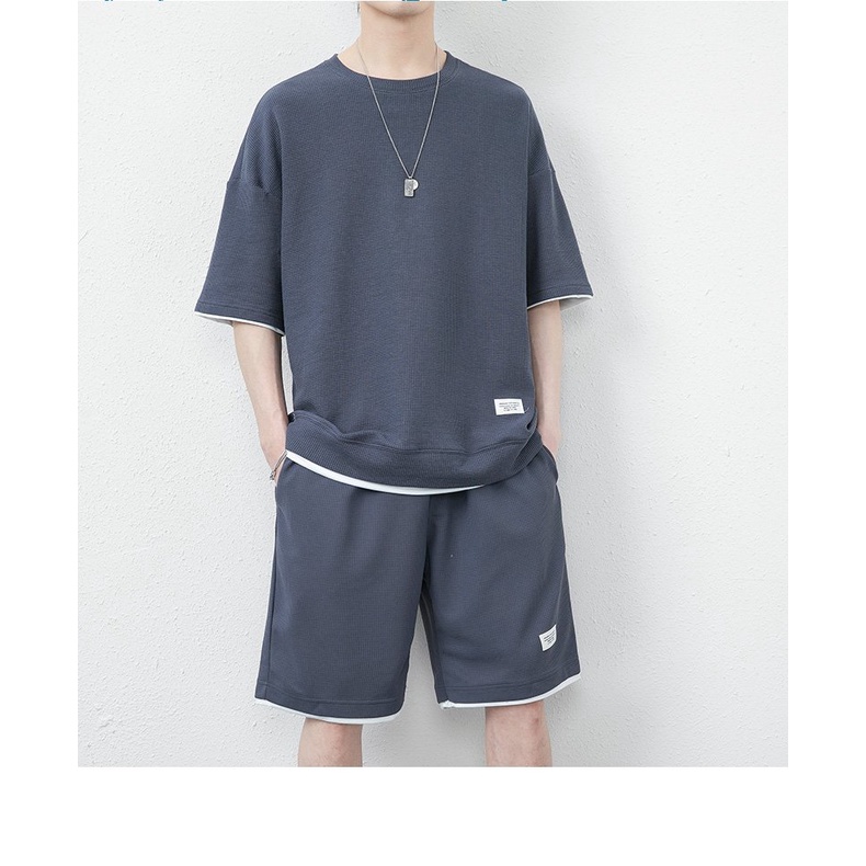 Bộ Thể Thao Nam mùa hè mặc ở nhà chất cotton tổ ong cao cấp xuất xịn, Đồ bộ nam thể thao cao cấp siêu xịn