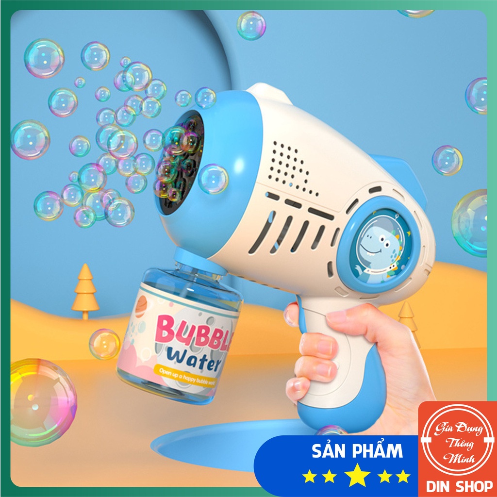 Súng bắn bong bóng hổ 10 nòng cho bé - Súng máy phun thổi bong bóng xà phòng hình cá heo/ hổ đồ chơi trẻ em ngoài trời