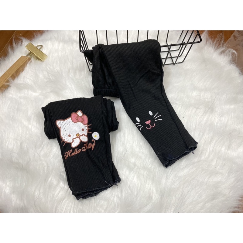 Quần legging mèo cotton thun cho bé gái từ 8-20kg