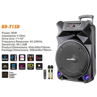 Loa kéo 4 tấc nhựa a/d/s bd- t15d nghe nhạc karaoke giá rẻ aidien2017