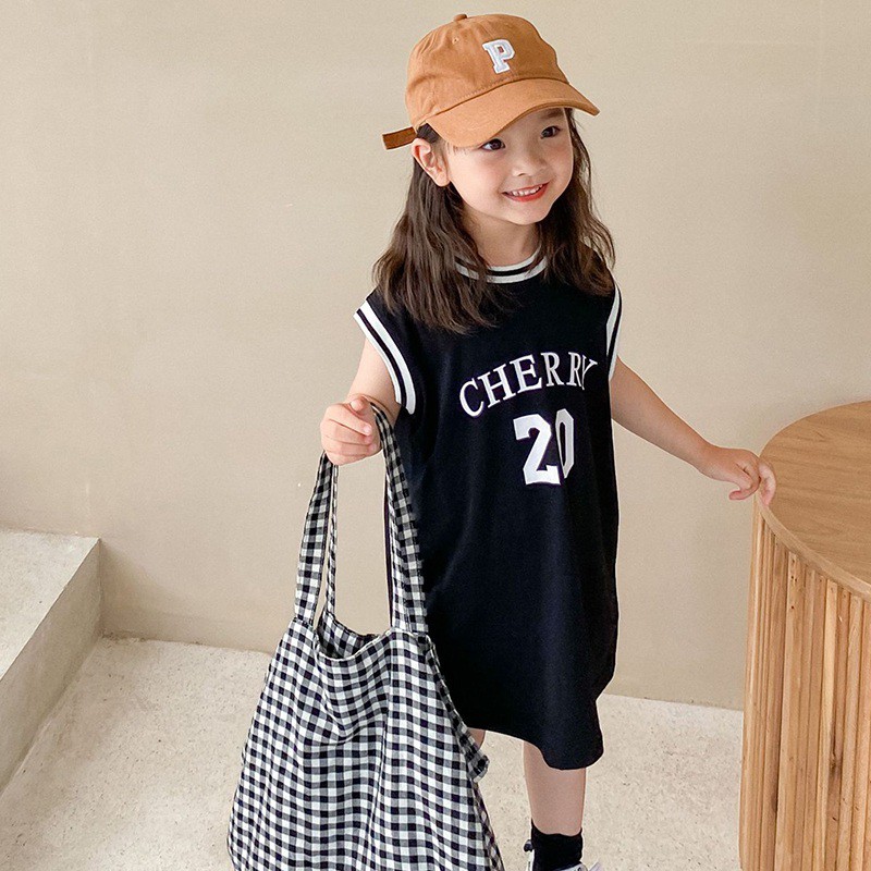 Đầm Thể Thao Sát Nách Thoải Mái Thời Trang Phong Cách Hàn Quốc Cho Bé Gái