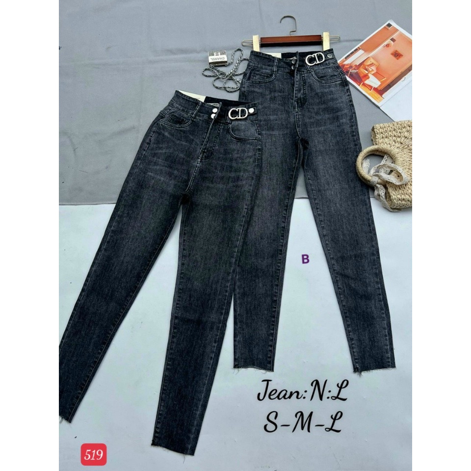 Quần Jean nữ đen trơn co giãn  ôm dáng siêu xinh, Quần bò nữ cạp cao kiểu thời trang Lady Fashion - MQ603