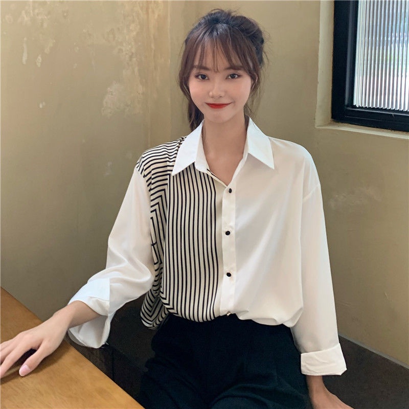 Sơ Mi Nữ Dài Tay Dáng Rộng Kẻ Sọc 573