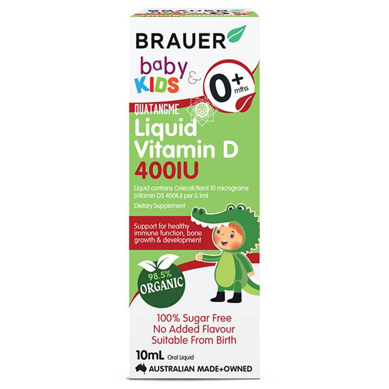 Brauer Liquid Vitamin D 400IU Bổ sung vitamin D cho trẻ sơ sinh lọ 10ml