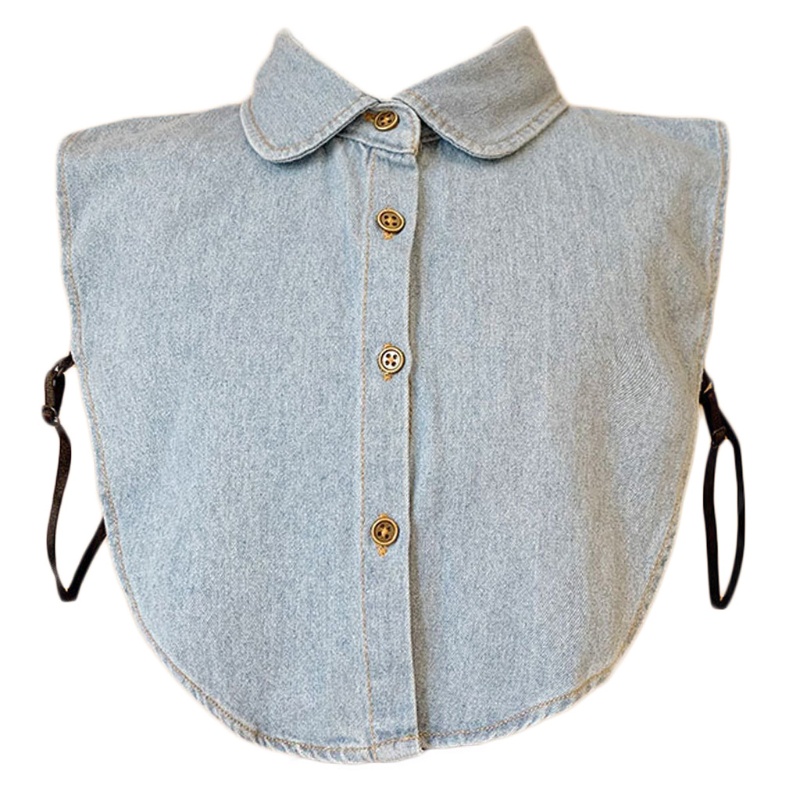 Cổ Áo Sơ Mi Denim Cotton Màu Sắc Trơn Có Thể Tháo Rời Thời Trang Mùa Thu Cho Nam Và Nữ