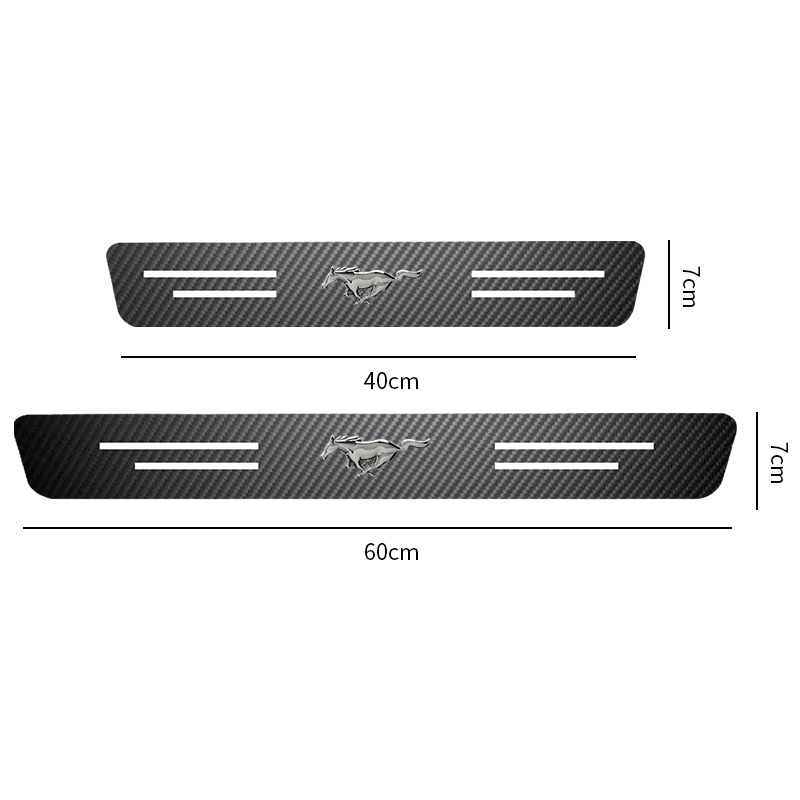 Set 4 Miếng Dán In Họa Tiết Sợi Carbon Chống Trầy Trang Trí Cửa Xe Hơi Ford Mustang GT 500 Cobra Shelby