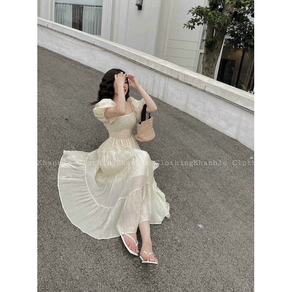 Đầm XOÈ TẦNG Bo Chun Ngực Hương Quỳnh Bigsize
