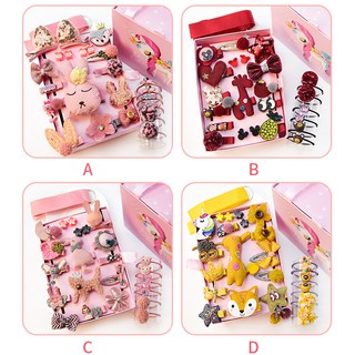 Bộ chun, nơ kẹp tóc cho bé 18-24 món