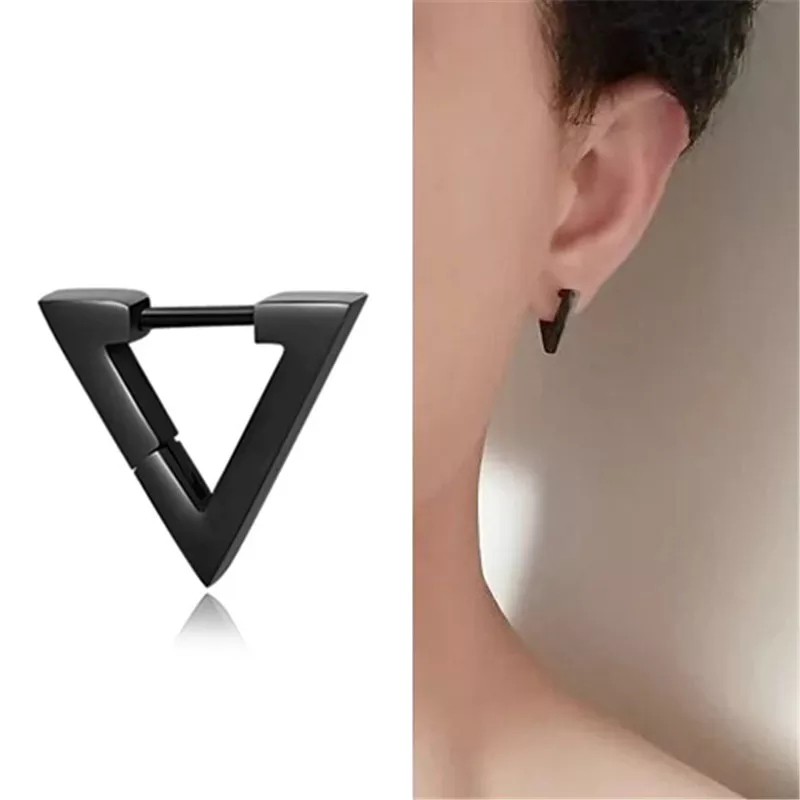 Bông tai nam nữ titan hình tam giác phụ kiện trang sức unisex hot trend mới khuyến mãi hot - nami