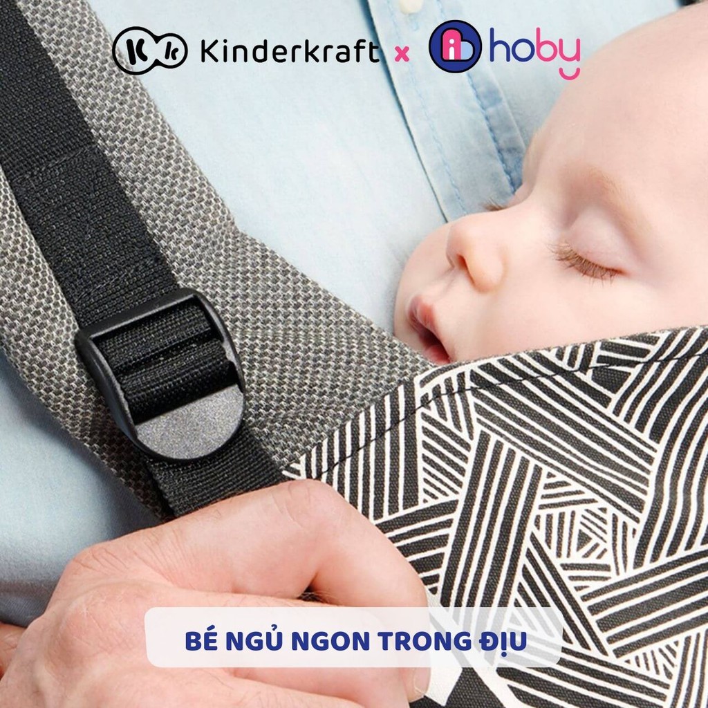 Địu trẻ sơ sinh cao cấp Kinderkraft nhập khẩu Đức -Địu em bé sling vải cotton cho trẻ từ 3 tháng, an toàn, chịu lực 20kg