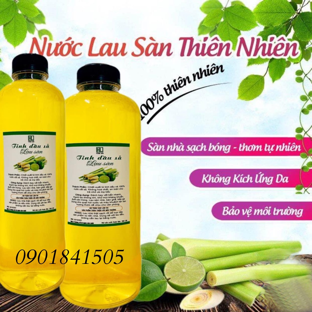Nước Lau Sàn Tinh Dầu Sả, quế, bạc hà 1 lít Xua Đuổi Các Loại Côn Trùng Có Hại [100% TỰ NHIÊN]
