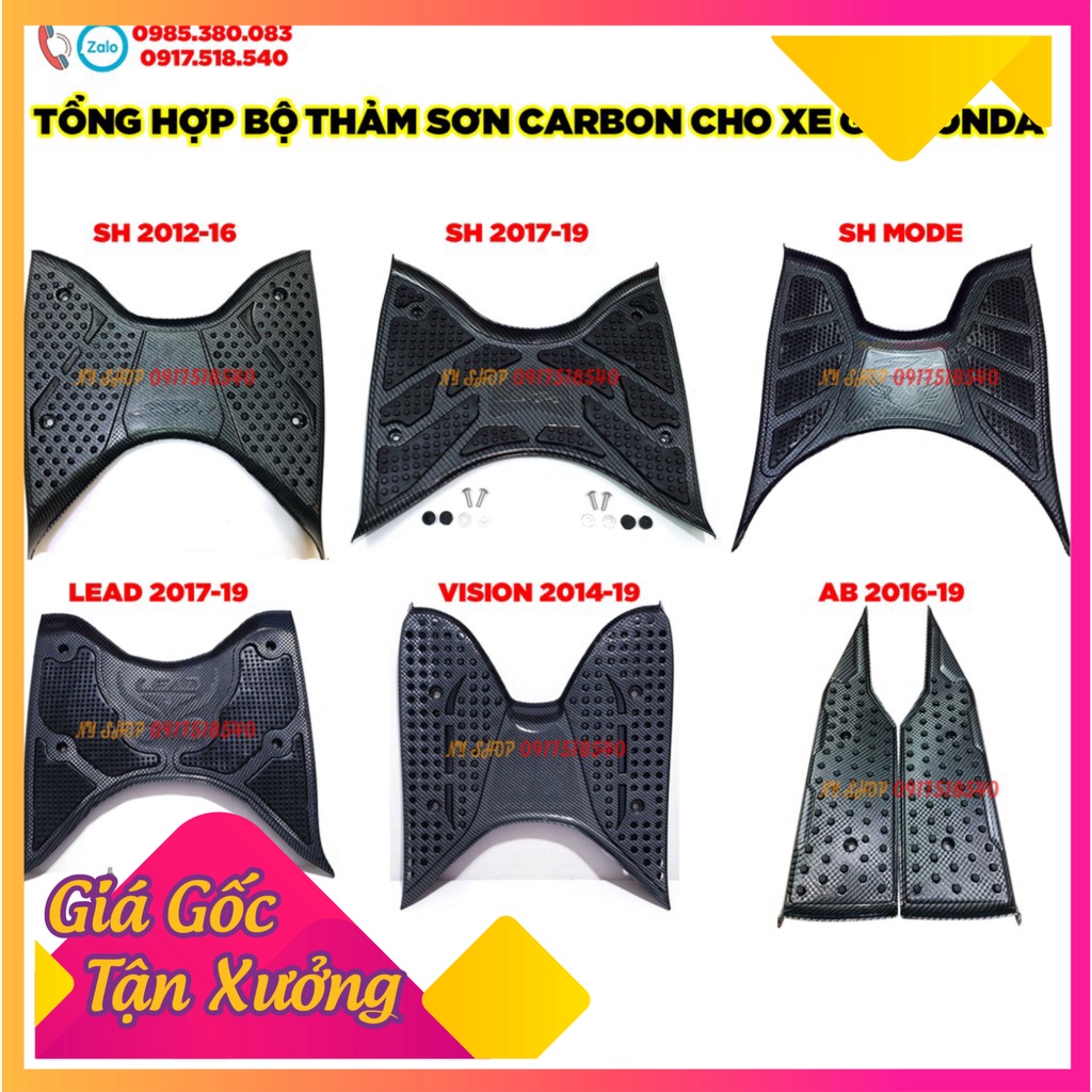 THẢM ĐỂ CHÂN SƠN CARBON HONDA SH 2012 - 19, SH MODE, AB, LEAD, VISION  (Ảnh Sp thật)