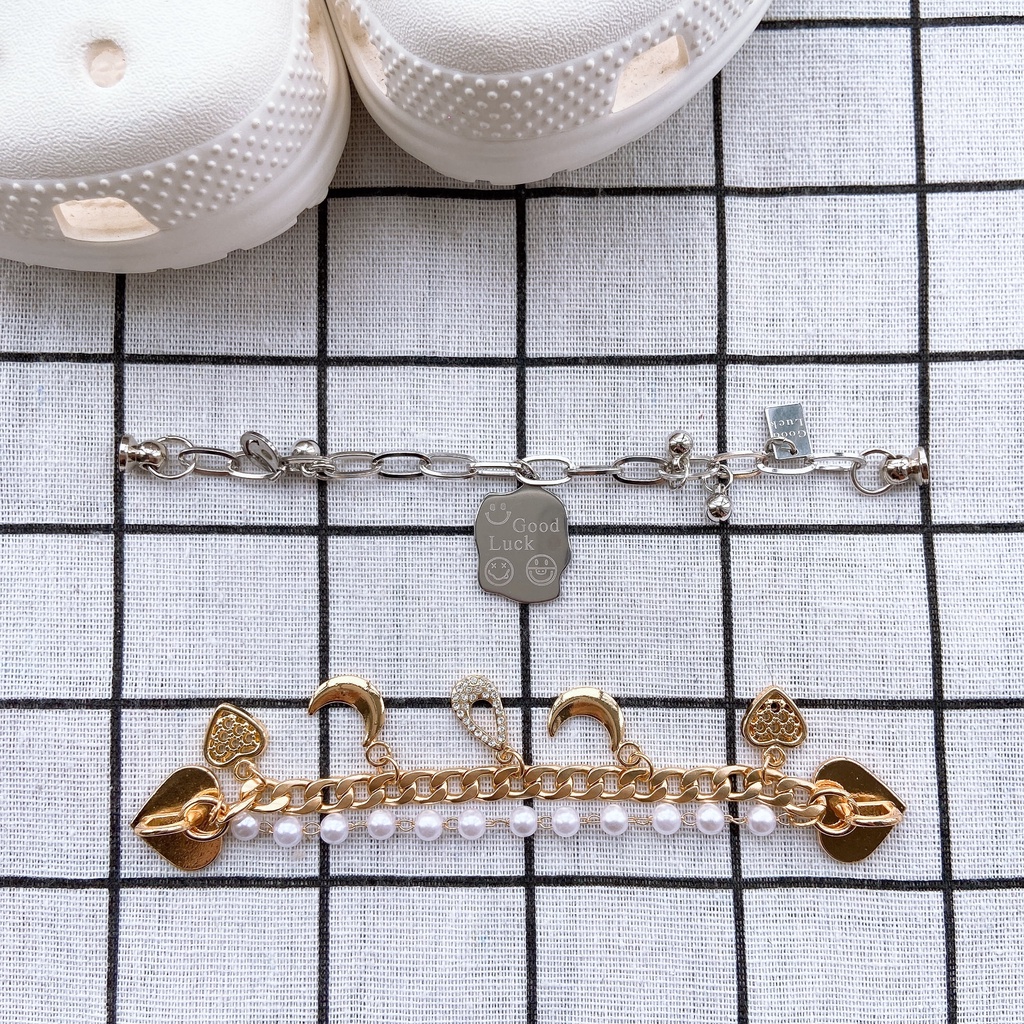 Set 2 Dây Chuyền Kim Loại Hình Trăng Khuyết Đính Đá Thời Trang