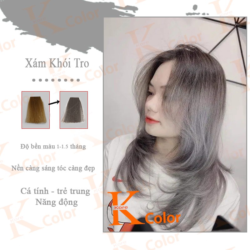 Thuốc nhuộm tóc Xám Khói Tro sử dụng tại nhà nhiều thảo dược giá rẻ kcolor