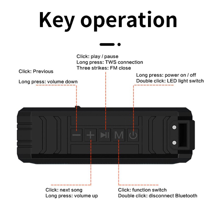 Loa Bluetooth không dây Chống nước X8 - Loa siêu trầm, âm thanh nổi, hỗ trợ thẻ nhớ, USB, có đèn LED