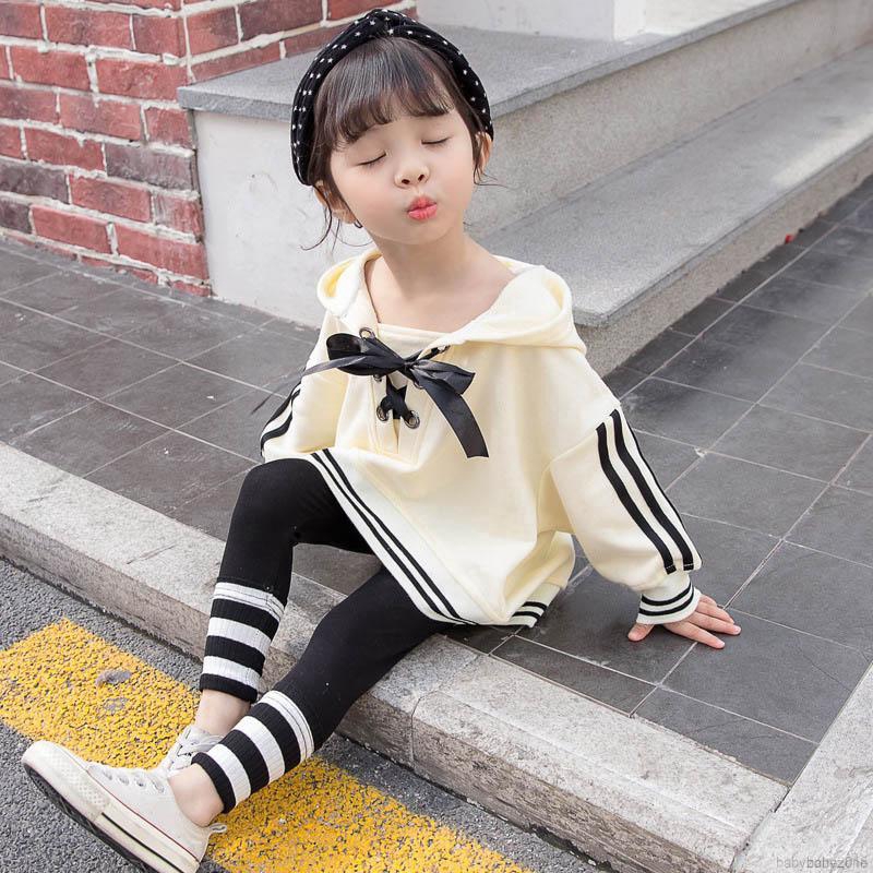 Spring Autumn Baby Girl Long Sleeve Bow Hoodie Sweatshirt +Pants