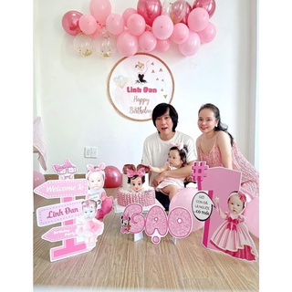 (Cắt Máy) Cây Welcome Sinh Nhật Kèm Chibi Bé