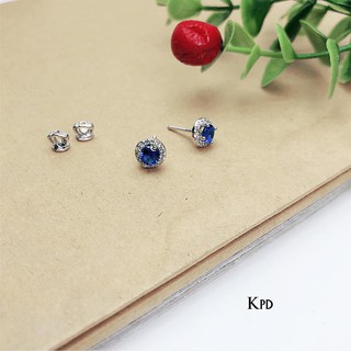 Bông tai nụ đá bằng bạc Ý si vàng trắng MS75