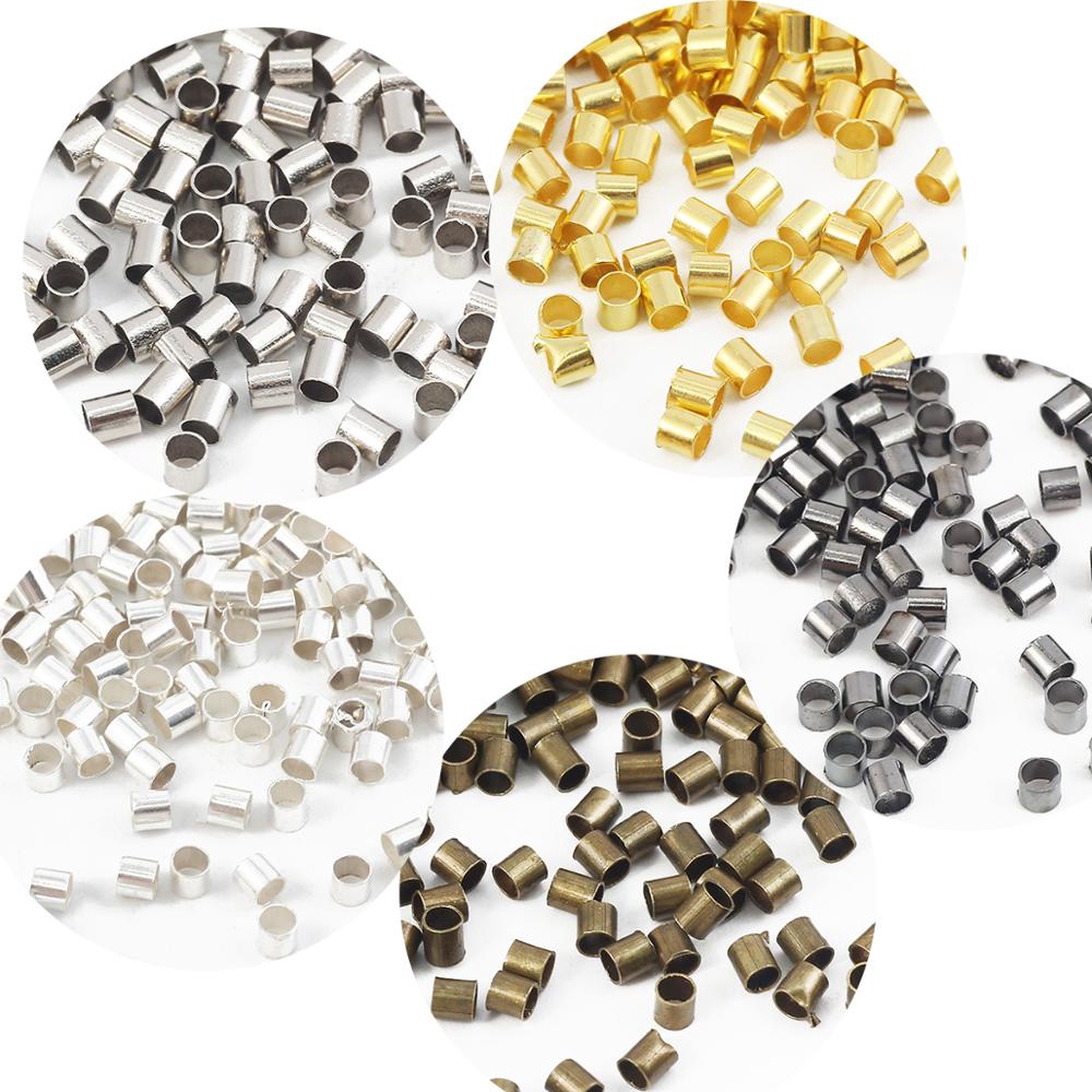 Set 500 Hạt Xỏ Lỗ 1.5-2.0mm Bằng Đồng Mạ Vàng / Bạc Làm Trang Sức DIY