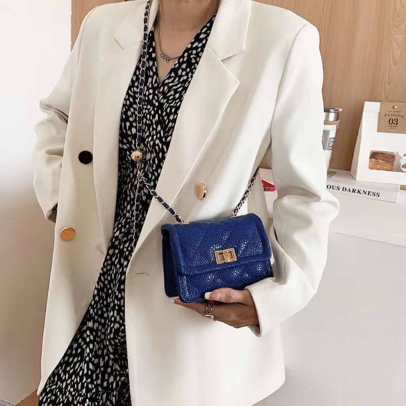 Túi Đeo Chéo Vai Họa Tiết Sọc Ca Rô Màu Xanh Dương 2022 Thời Trang Cao Cấp Cho Nữ