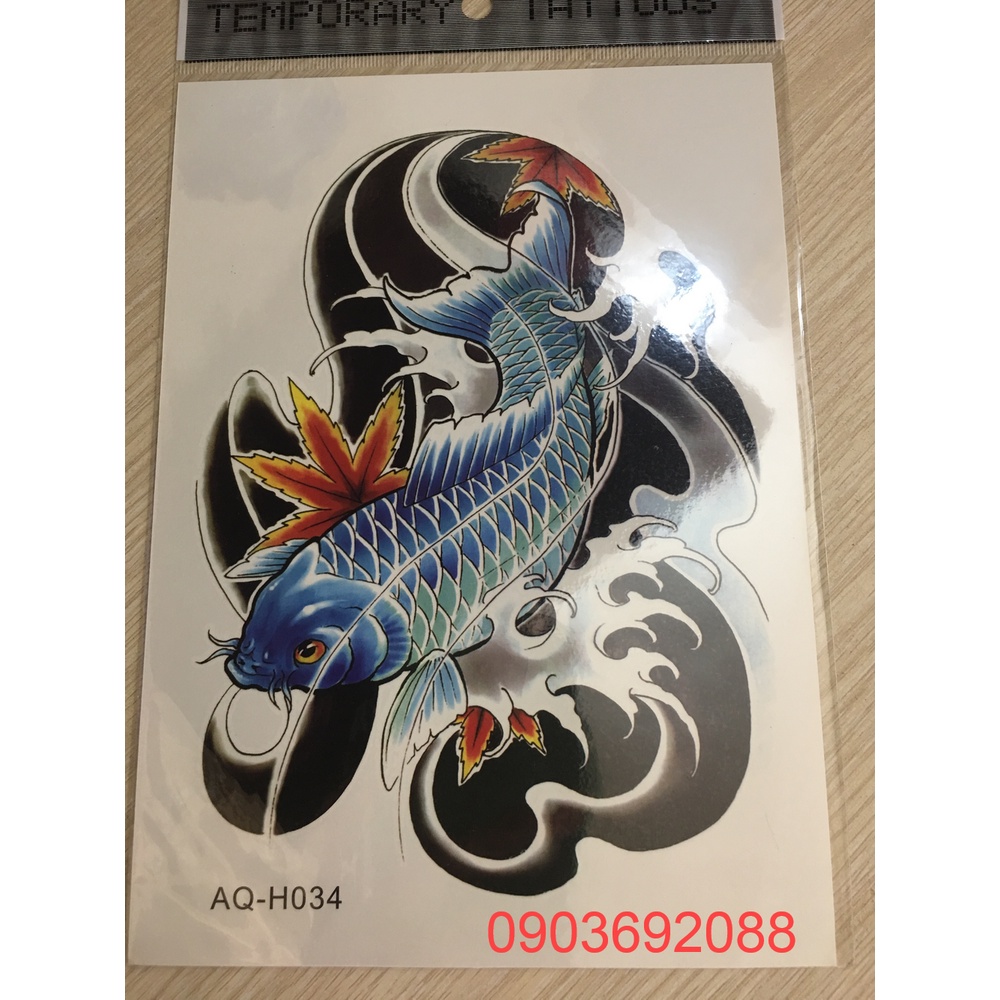 [HCM] Hình xăm dán - tattoo sticker cá chép 15 x 21cm