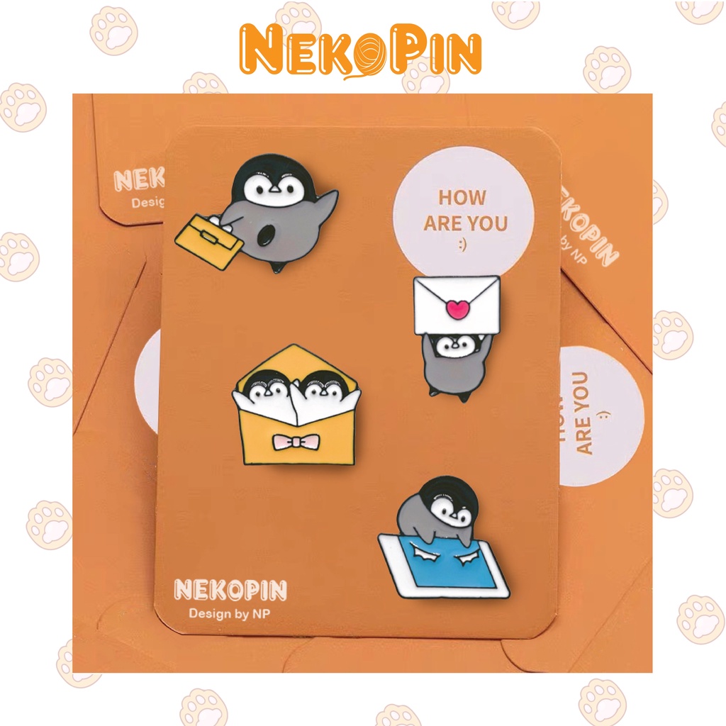Ghim cài áo NEKOPIN trang trí áo, balo, túi xách hình chim cánh cụt dễ thương P067