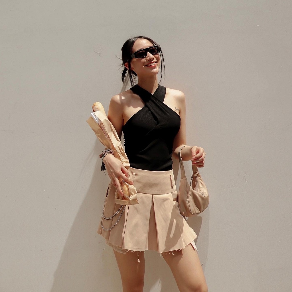 Áo cổ yếm hở lưng CHOOSE ME KLP, áo croptop cổ yếm sát nách cổ chéo cao cấp