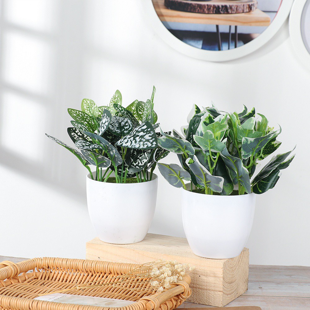 Chậu Hoa Giả Để Bàn Trang Trí Nhà Cửa/ Văn Phòng/ Ban Công