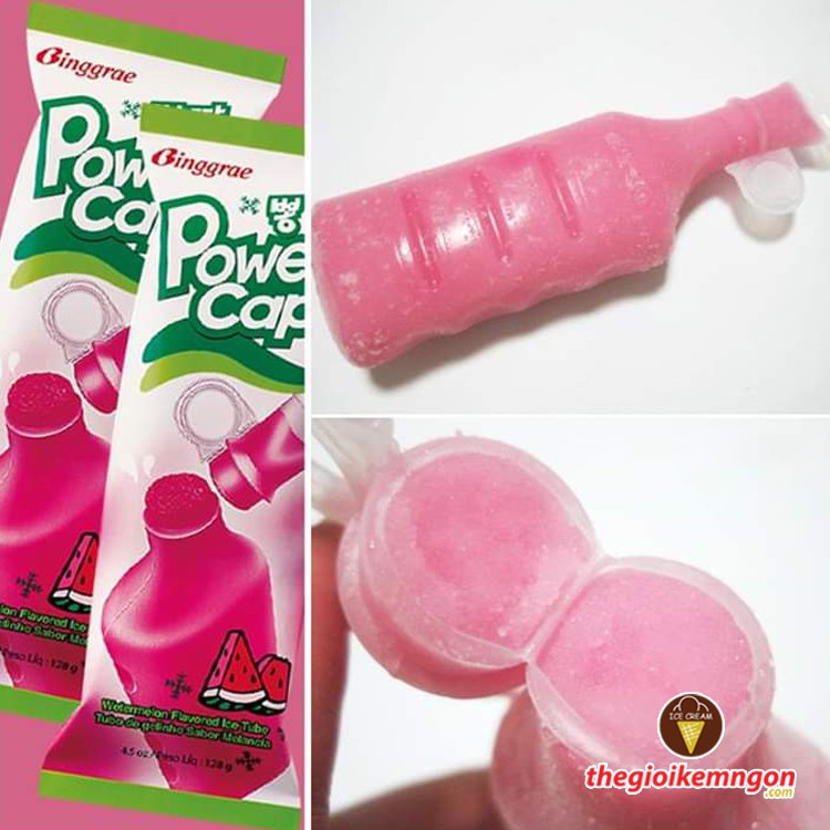 Kem ống dưa hấu Binggrae PowerCap Watermelon Flavored Ice Tube Hàn Quốc 130ML
