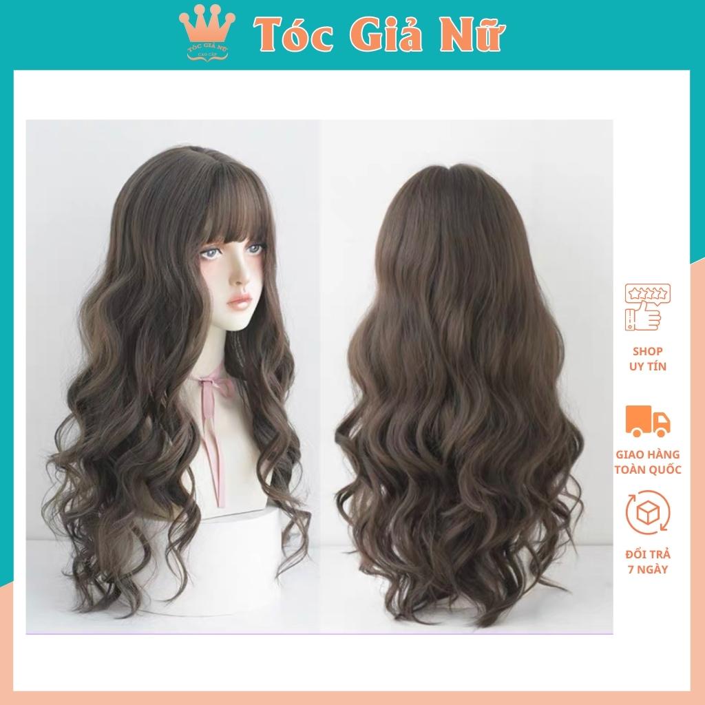 Tóc giả nữ nguyên đầu xoăn dợn bồng bềng, c8263, tặng kèm lưới trùm