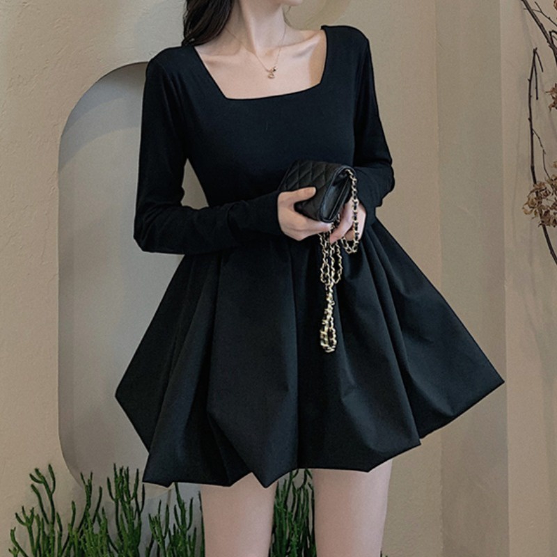 Đầm ngắn thời trang mùa thu Hàn Quốc đơn giản gợi cảm cho nữ