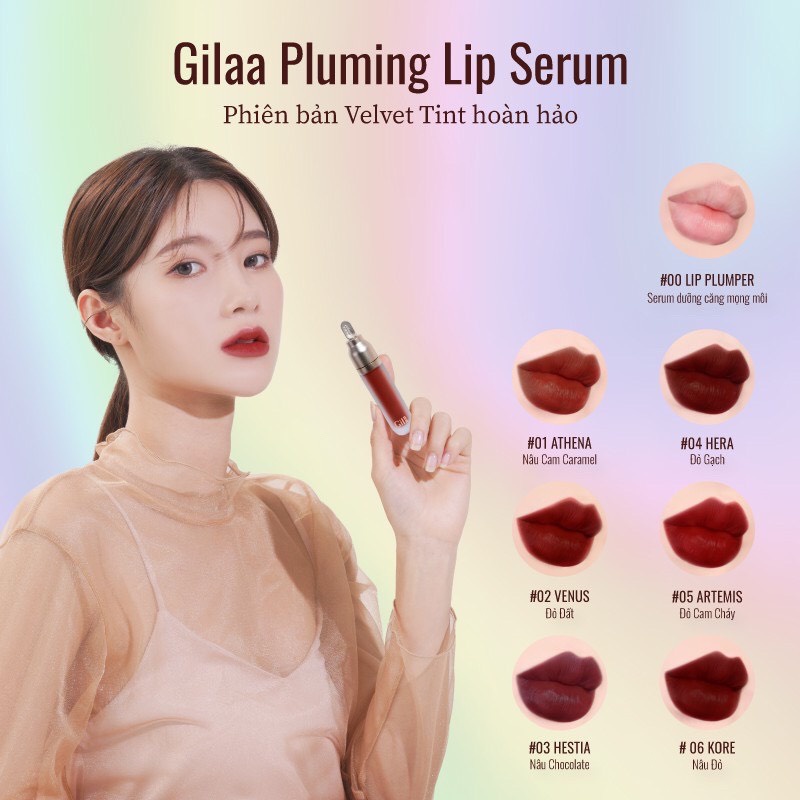 [TẶNG MẶT NẠ NHAU THAI CỪU] Son kem lì Gilaa long wear lip cream, plumping, rich rosie