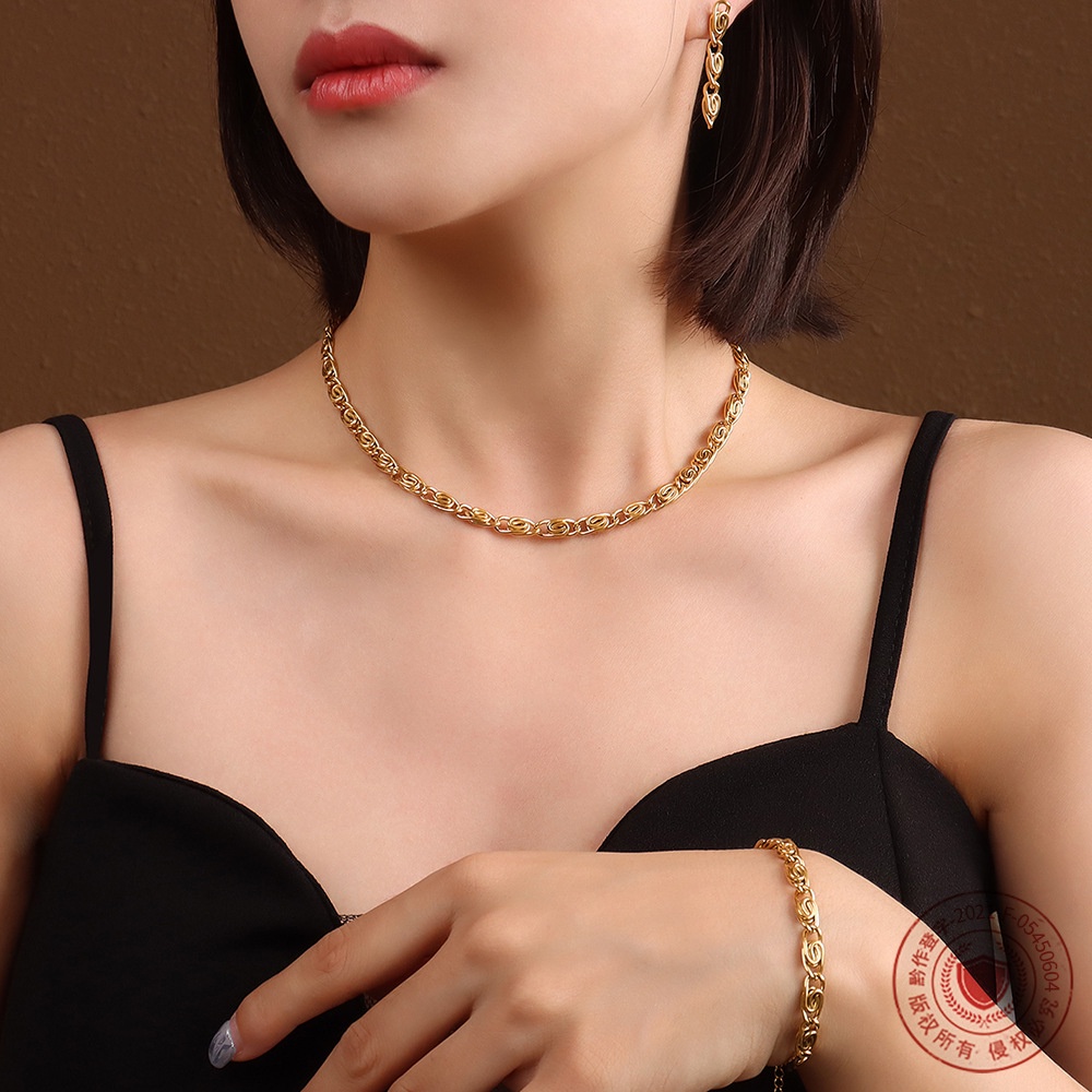 Vòng cổ sợi xích bằng thép titan dày dặn thời trang cho nữ
