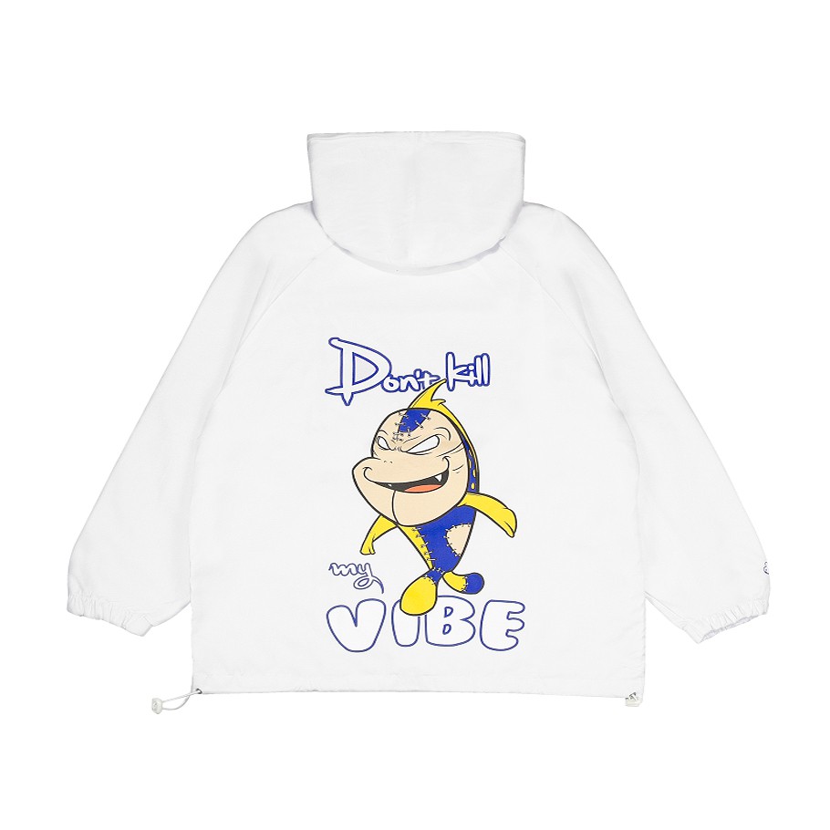 Áo khoác nữ Don't Kill My Vibe vải dù màu trắng, form rộng có nón - The Vibe Stealer | BigBuy360 - bigbuy360.vn