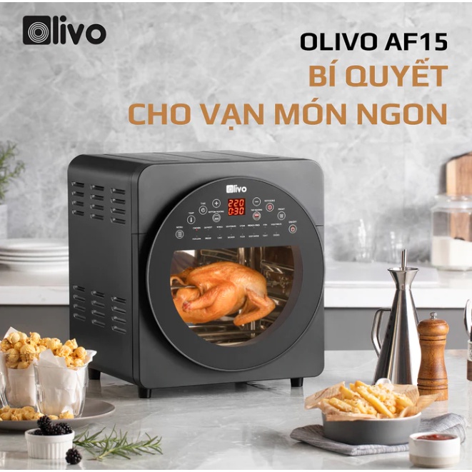 Nồi Chiên Không Dầu OLIVO AF15 Thương Hiệu Mỹ, 16 Chức Năng, Dung Tích 15L, Công Suất 2000W - Hàng Chính Hãng