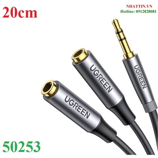 Cáp chia 2 cổng audio 3.5mm dài 20cm ugreen 50253 cao cấp