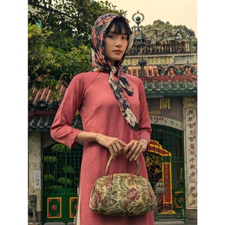 Set Áo Dài Rosemary Lụa Tây Thi Hồng Đất