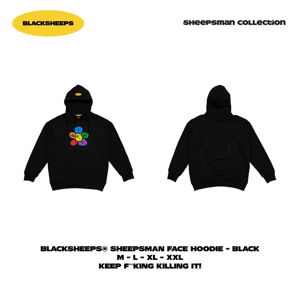 Áo nỉ Hoodie Form Suôn BLACKSHEEPS Màu Đen aka SHEEPSMAN FACE HOODIE - BLACK