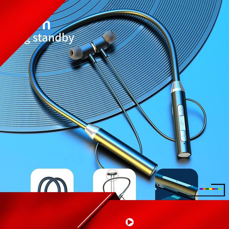 Tai nghe Bluetooth không dây đeo cổ thể thao hỗ trợ âm thanh nổi HIFI thẻ TF có micrô thời lượng pin dài