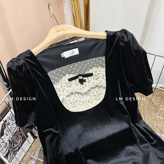 ( FREESHIP ) Áo nhung phối cổ ren