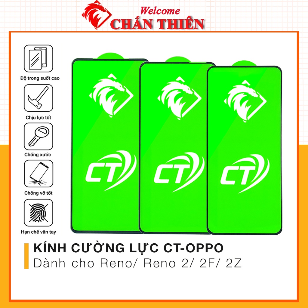 Kính cường lực Oppo Reno 2 2F 2Z full màn trong suốt chống xước độ bền cao có tặng kèm khăn lau màn hình