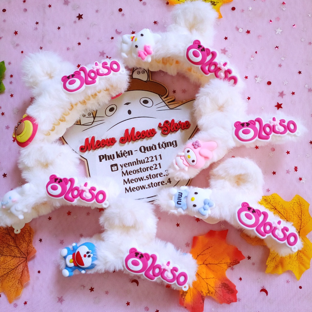 ❣️Có Ảnh MeowMeow❣️ Hơn 30 Mẫu Kẹp Tóc Phủ Lông Mịn Gắn Charm- Kẹp Tóc Càng Cua Phủ Lông- Kẹp Tóc Lông Gắn Charm❣️