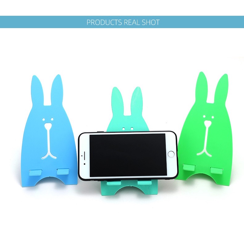 Giá đỡ, kệ để điện thoại xem video, quay live, bảng đọc bỏ túi, xếp gọn tiện lợi hình chú thỏ đáng yêu